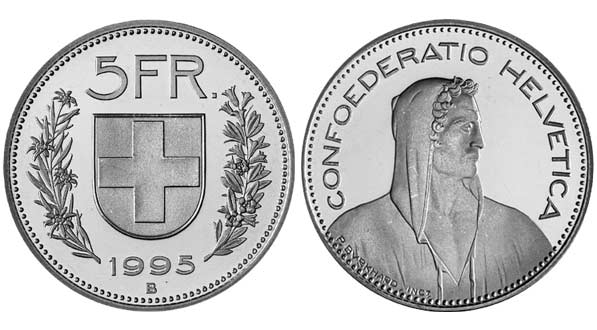 5 Franken Schweizermünze, 5 Liber 
